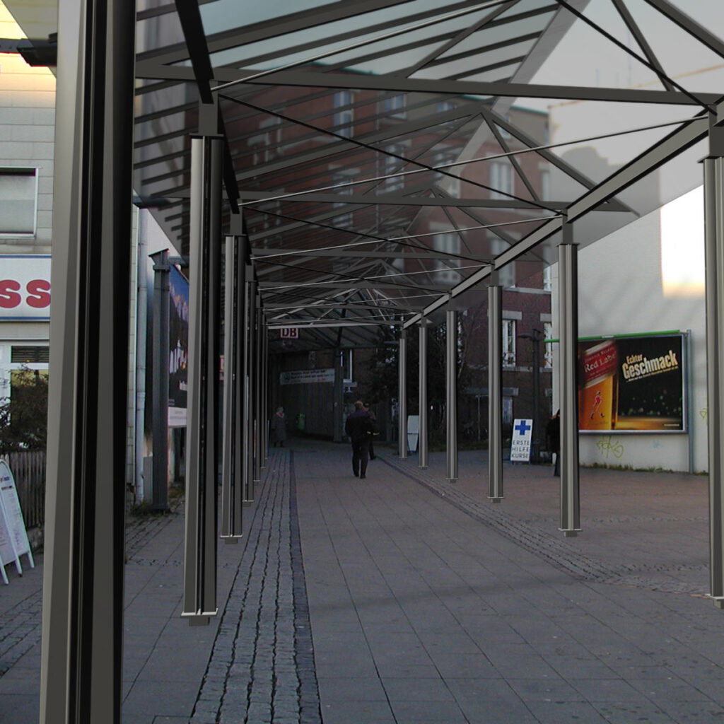 Überdachter Verbindungsgang: Planung – ZOB - Lübeck Zugangsüberdachung – Bild 2
