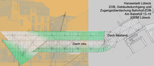 Überdachter Verbindungsgang: Planung – ZOB - Lübeck Zugangsüberdachung